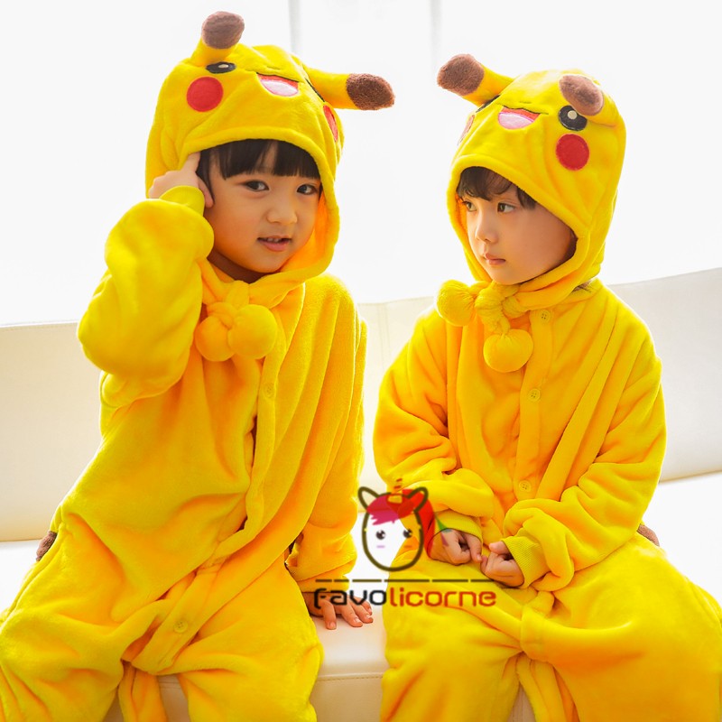 Combinaison Pyjama Enfants Pikachu Capuche Garçon & Fille