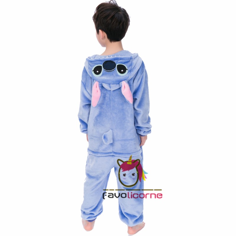 Enfants Stitch Cosplay Costume Lilo Stitch Bleu Combinaison Pyjama