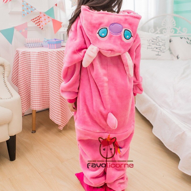 Combinaison Pyjama Enfant Stitch Rose Déguisement Kigurumi