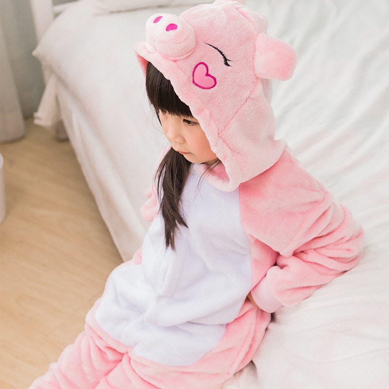 Déguisement pyjama cochon rose à capuche fille
